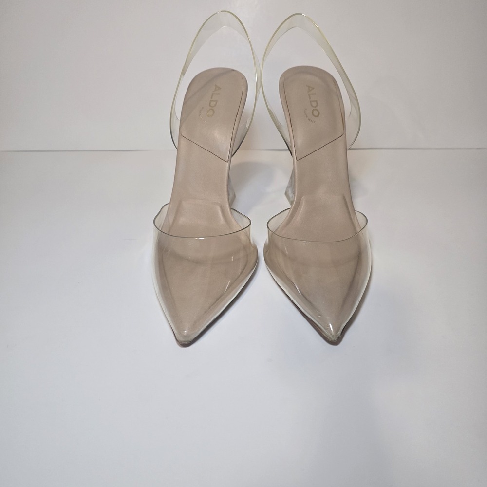 ALDO Clear PVC Pointed Toe Pumps Heels Womens 9 Sculptural Lucite Y2K
